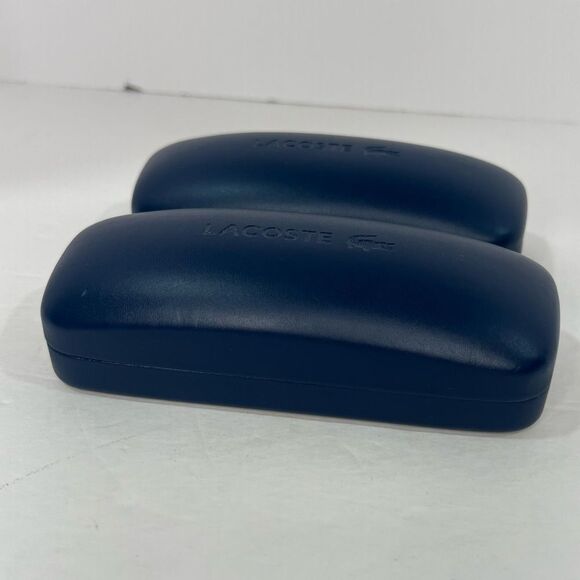 New! Lacoste Hard Case For Eyeglasses Blue Leather Clam Shell Case Bundle of 2 - Picture 4 of 7